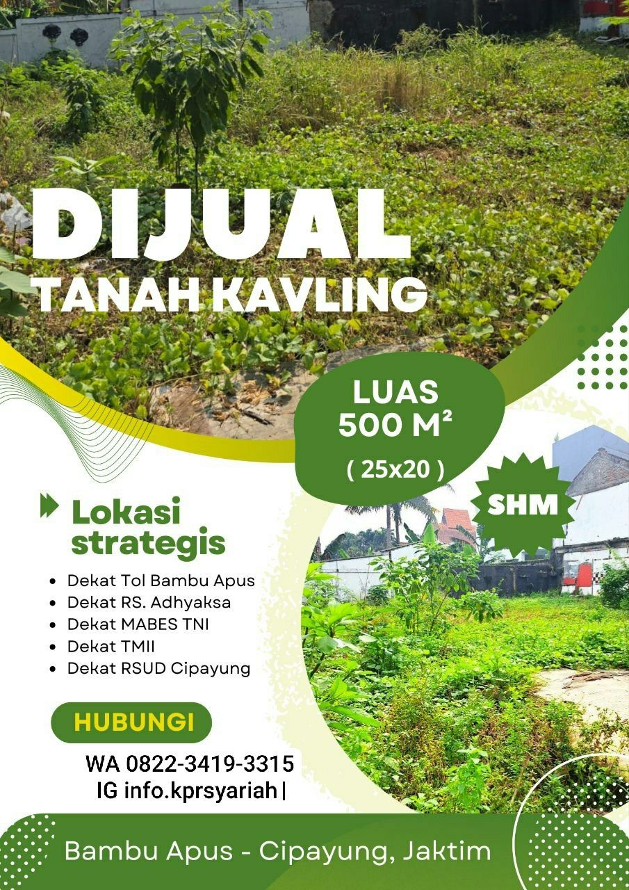 Tanah kavling hook shm Bambu Apus Cipayung Jakarta Timur