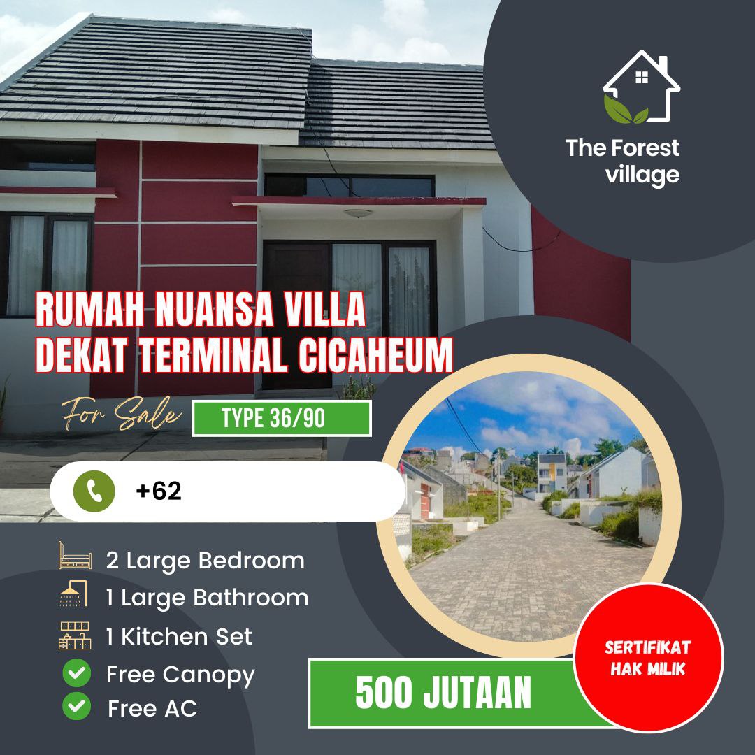 Rumah Nuansa Villa DP 3 Juta Dekat terminal Cicaheum Bandung