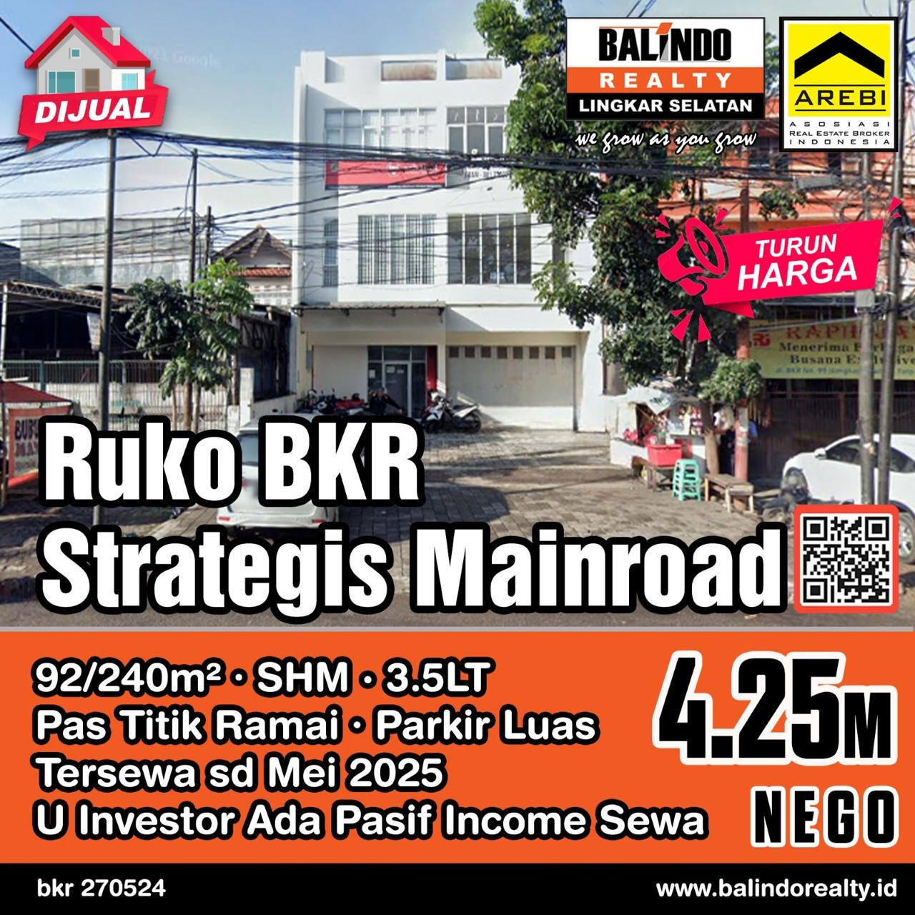 Dijual Ruko Strategis di Mainroad BKR