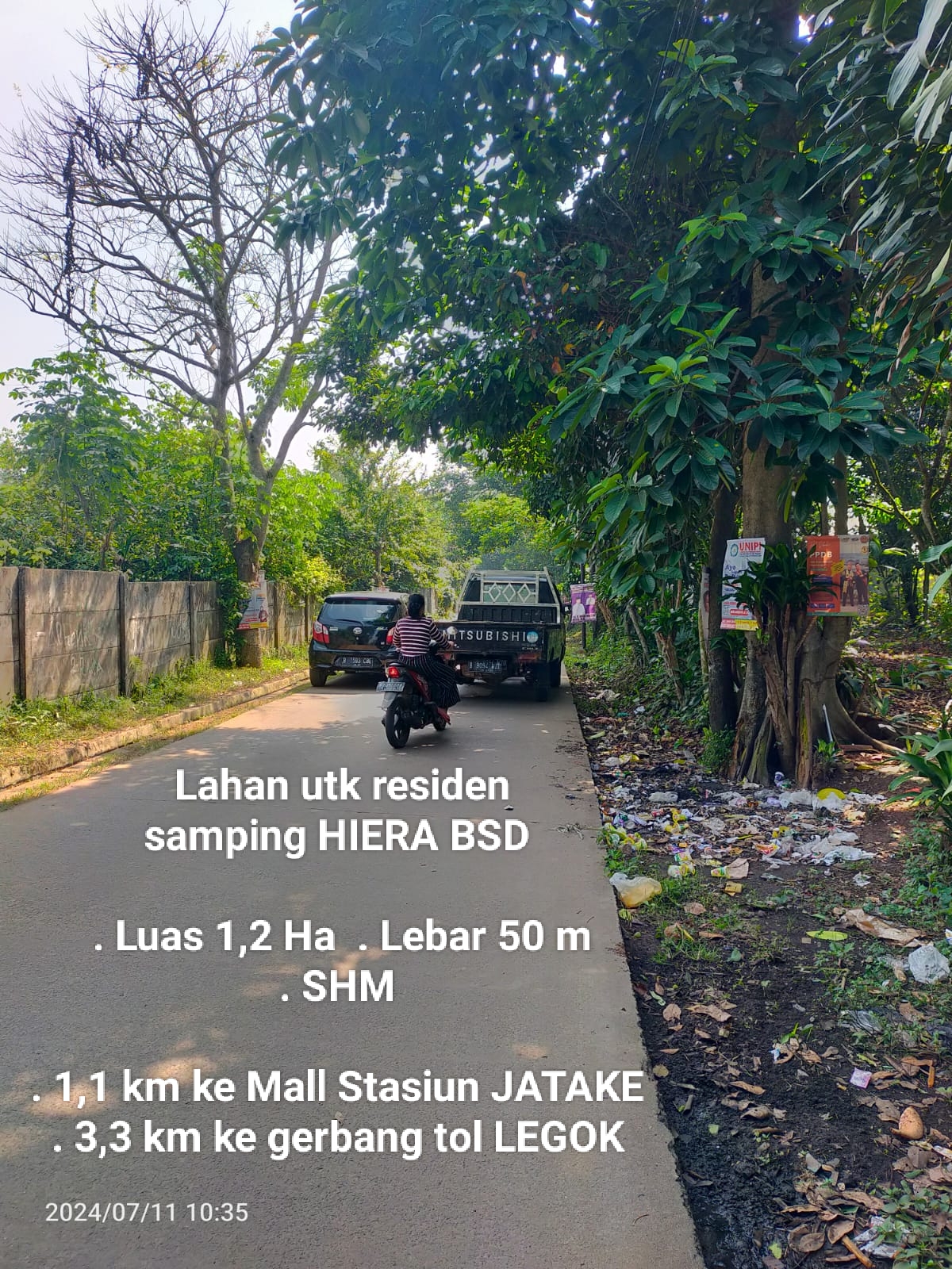 DIJUAL TANAH 1,2 HA UTK HUNIAN , JATAKE CISAUK, 1,1 KM KE STASIU