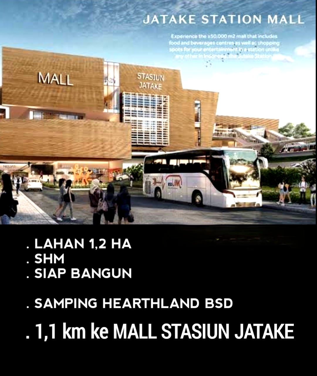 DIJUAL tanah residen 1,2 ha SHM, BSD, Mekarwangi Cisauk