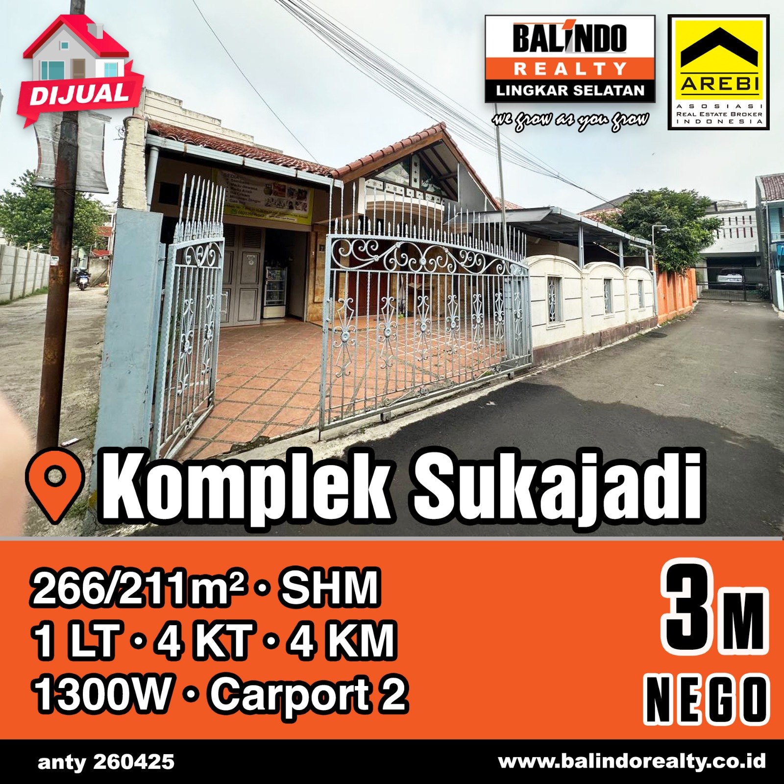 Dijual Rumah di Komplek Sukajadi
