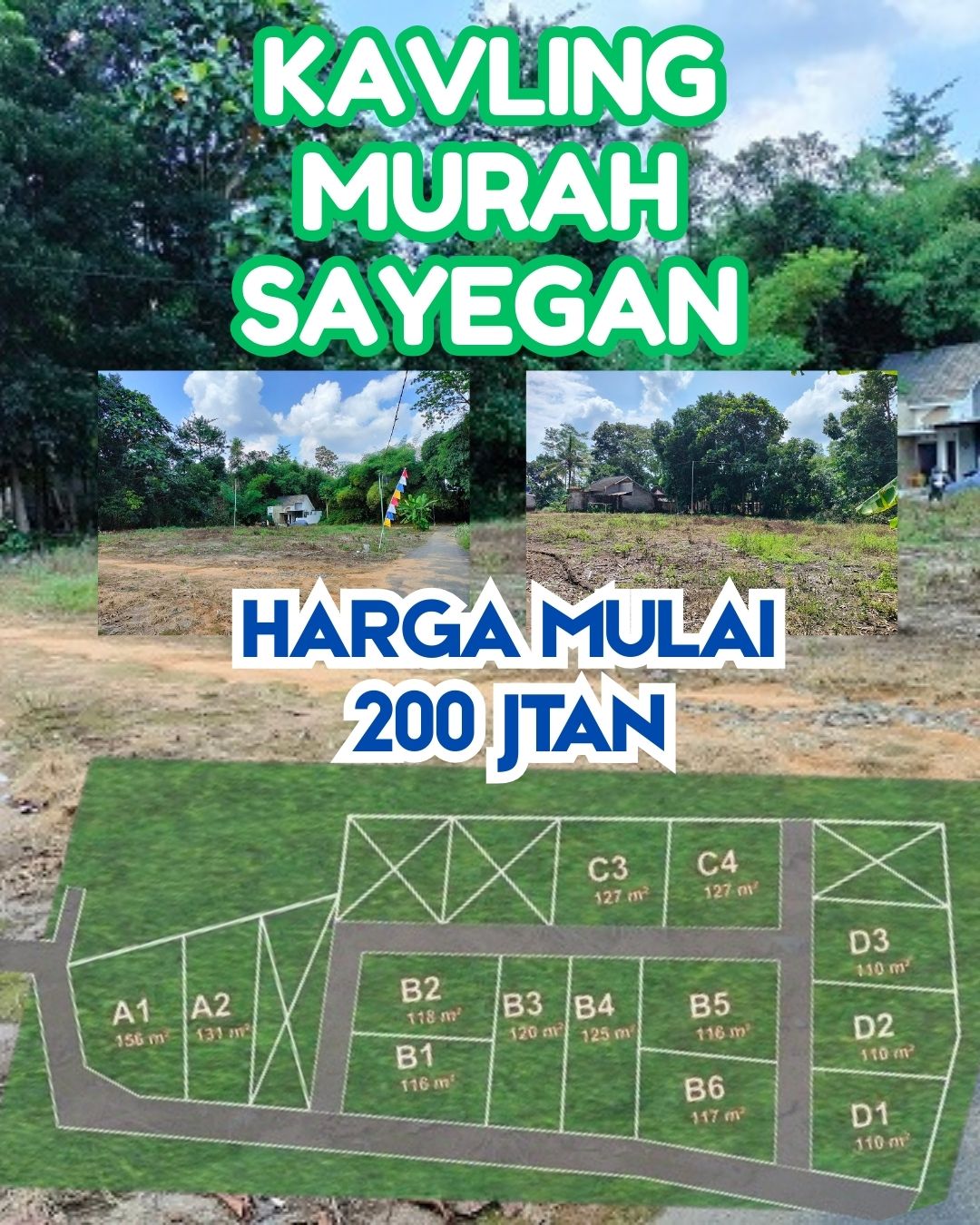 Kavlng Murah strategis siap bangun rumah di sayegan  sleman