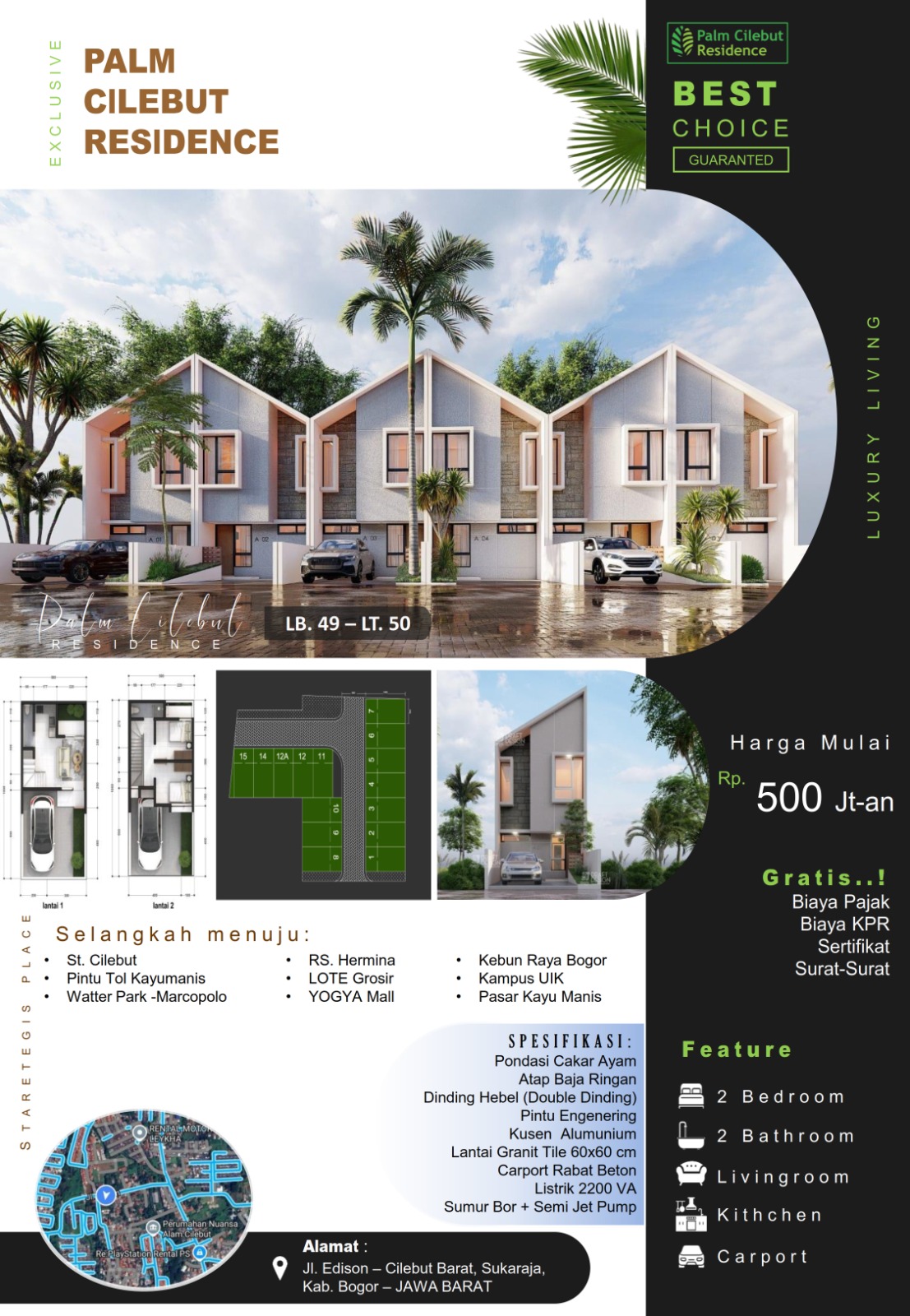 Palm Cilebut Residence Rumah 2 Lantai Murah Tanpa Dp Cukup 3Jt A
