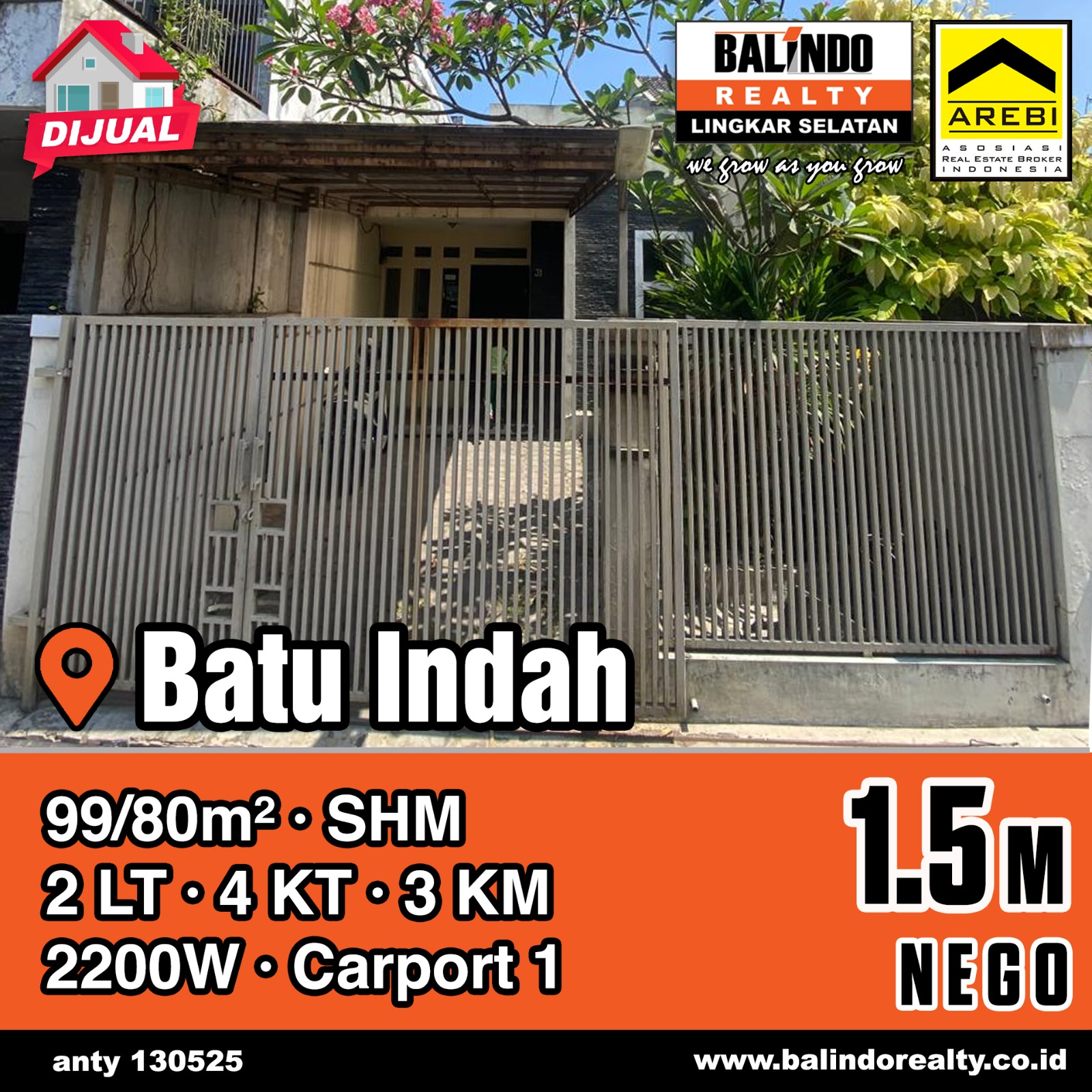 Dijual Rumah 2 Lantai Siap Huni dkt Tol Buah Batu di Batu Indah