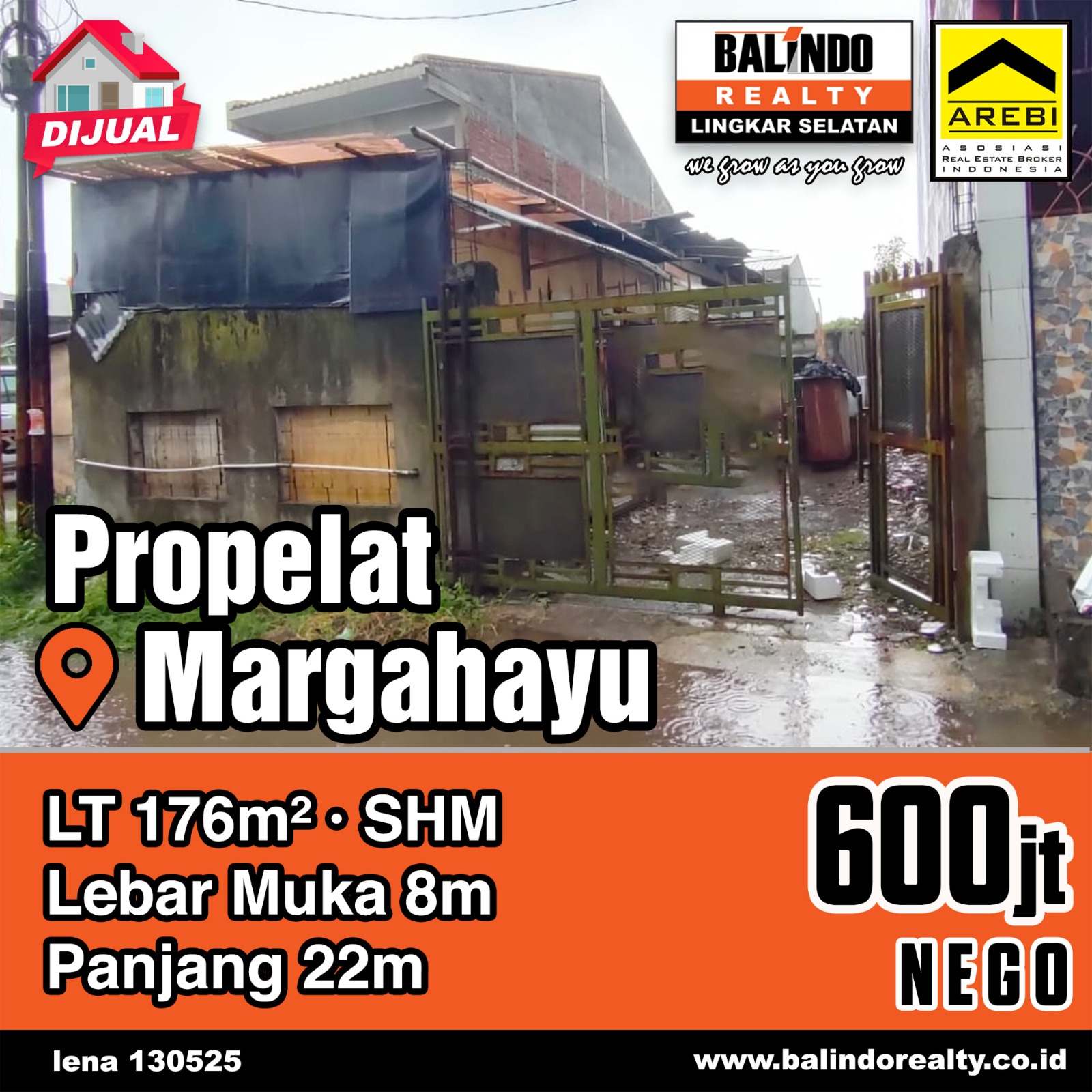 Dijual Tanah Strategis lebar muka 8 meter di Propelat Margahayu