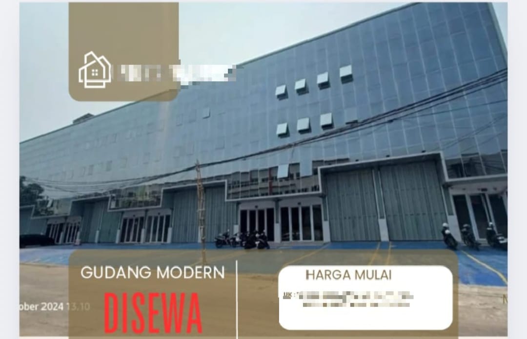 Disewakan Gudang dan Kantor 4 lantai, Kamal, Kec. Kalideres