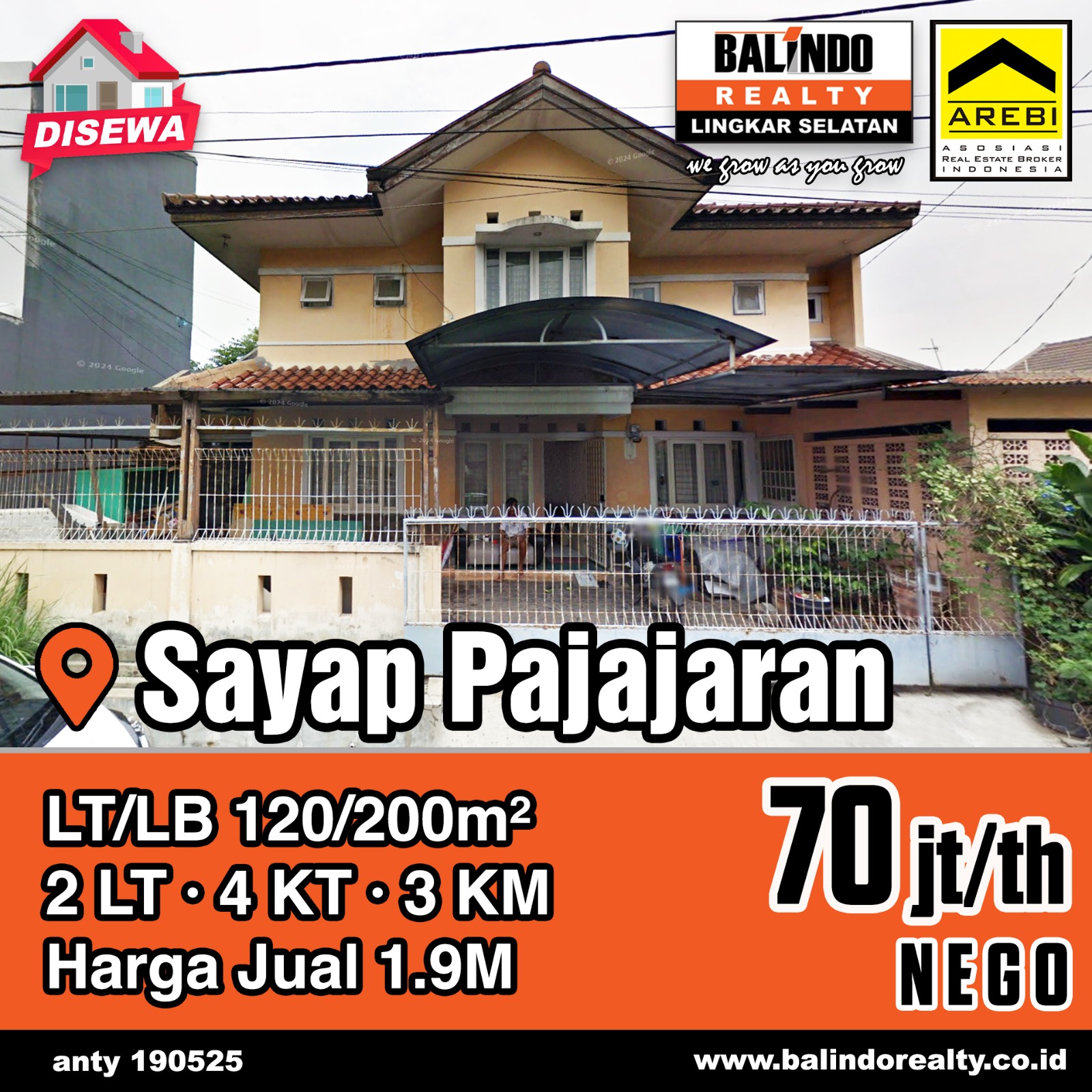 Disewakan Rumah Strategis Terawat Nyaman di Sayap Pajajaran