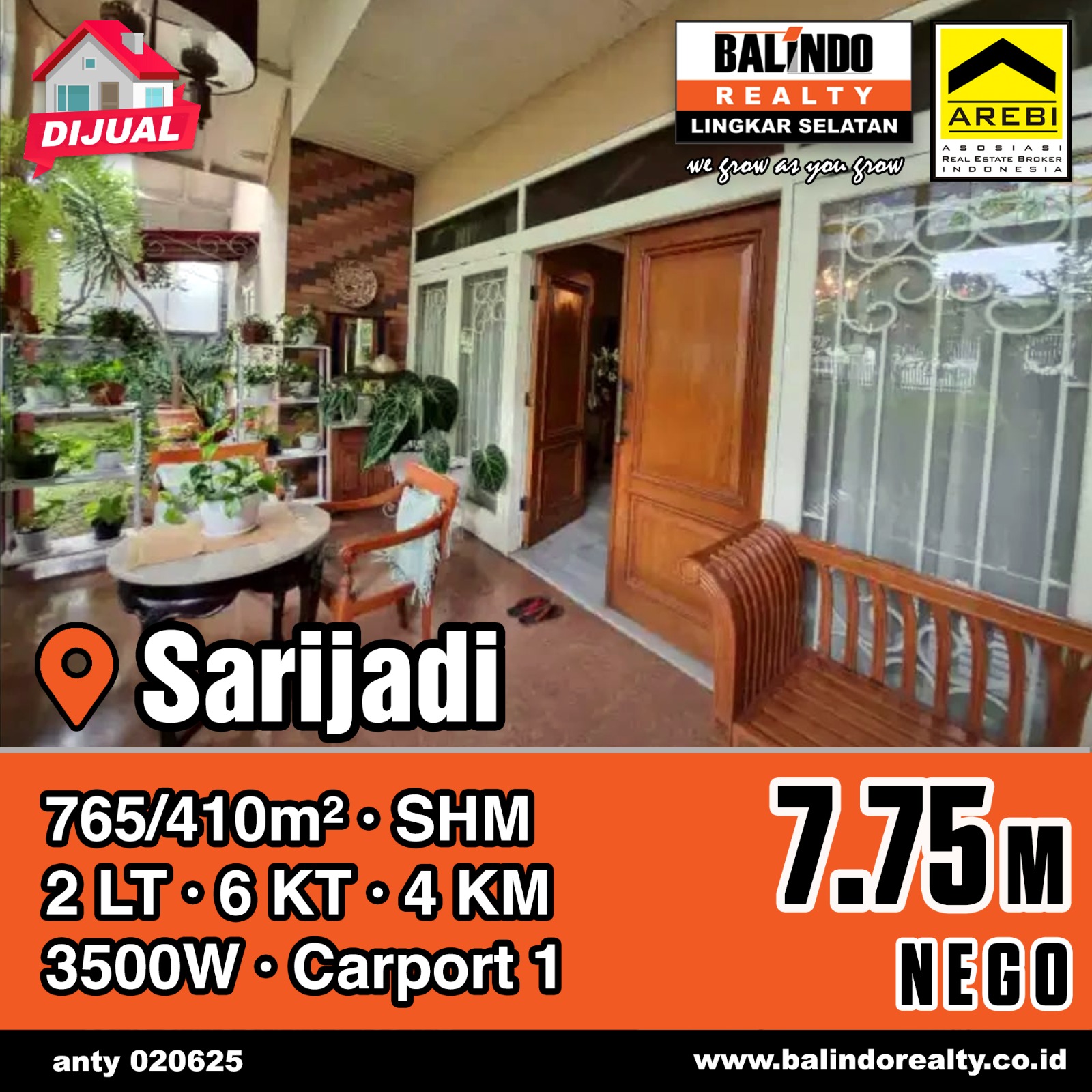 Dijual Rumah Luas Startegis Asri di Sarijadi