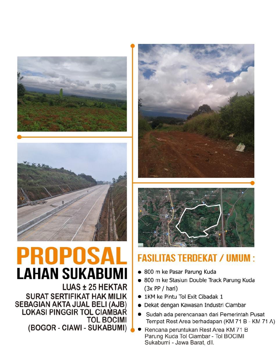 Dijual Cepat Tanah Murah 25 Hektar Pinggir Tol Ciambar Sukabumi