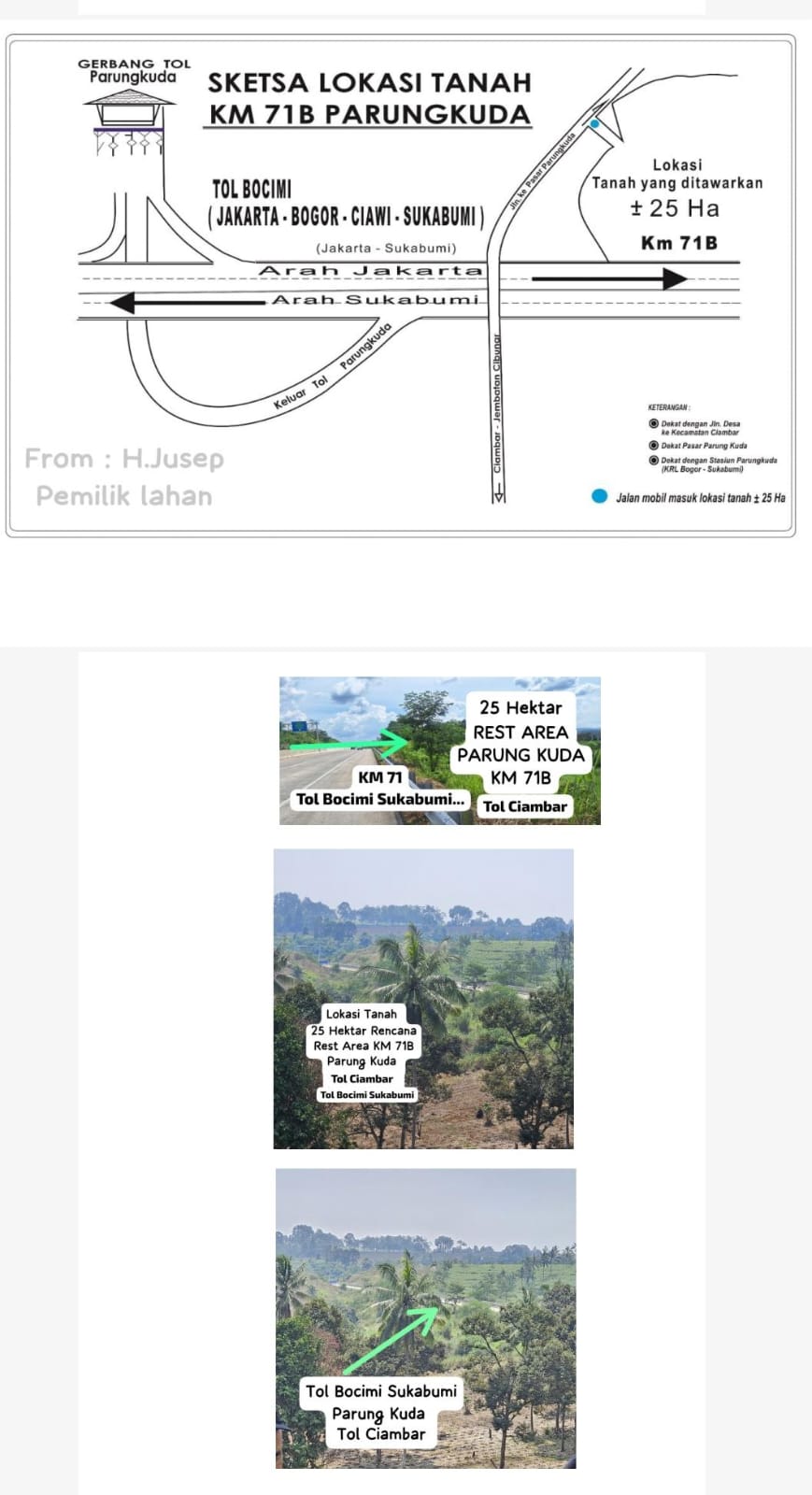 Dijual Cepat Tanah Murah 25 Hektar Pinggir Tol Ciambar Sukabumi