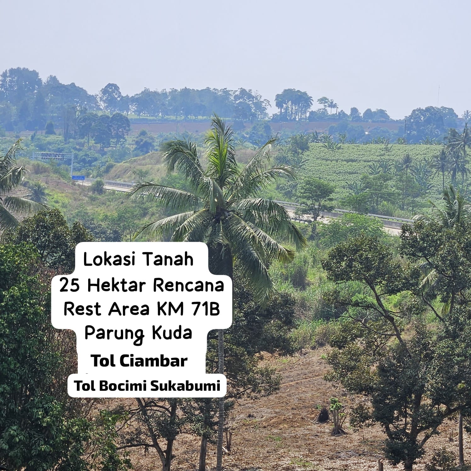 Dijual Cepat Tanah Murah 25 Hektar Pinggir Tol Ciambar Sukabumi