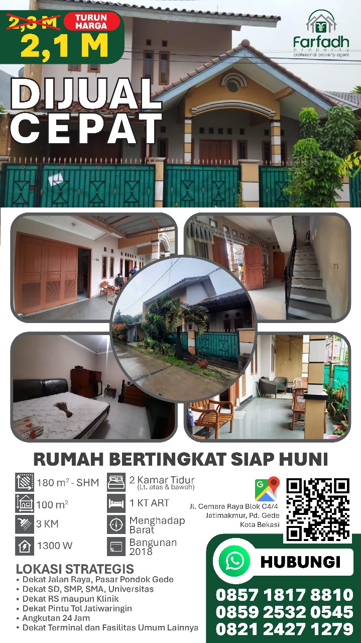 DIJUAL CEPAT RUMAH BERTINGKAT SIAP HUNI  JATIWARINGIN