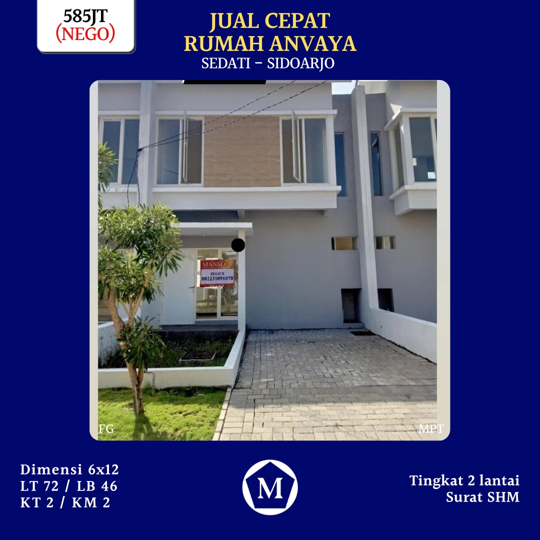 Rumah Anvaya Juanda Sedati Tambak Cemandi Wiguna Gununganyar