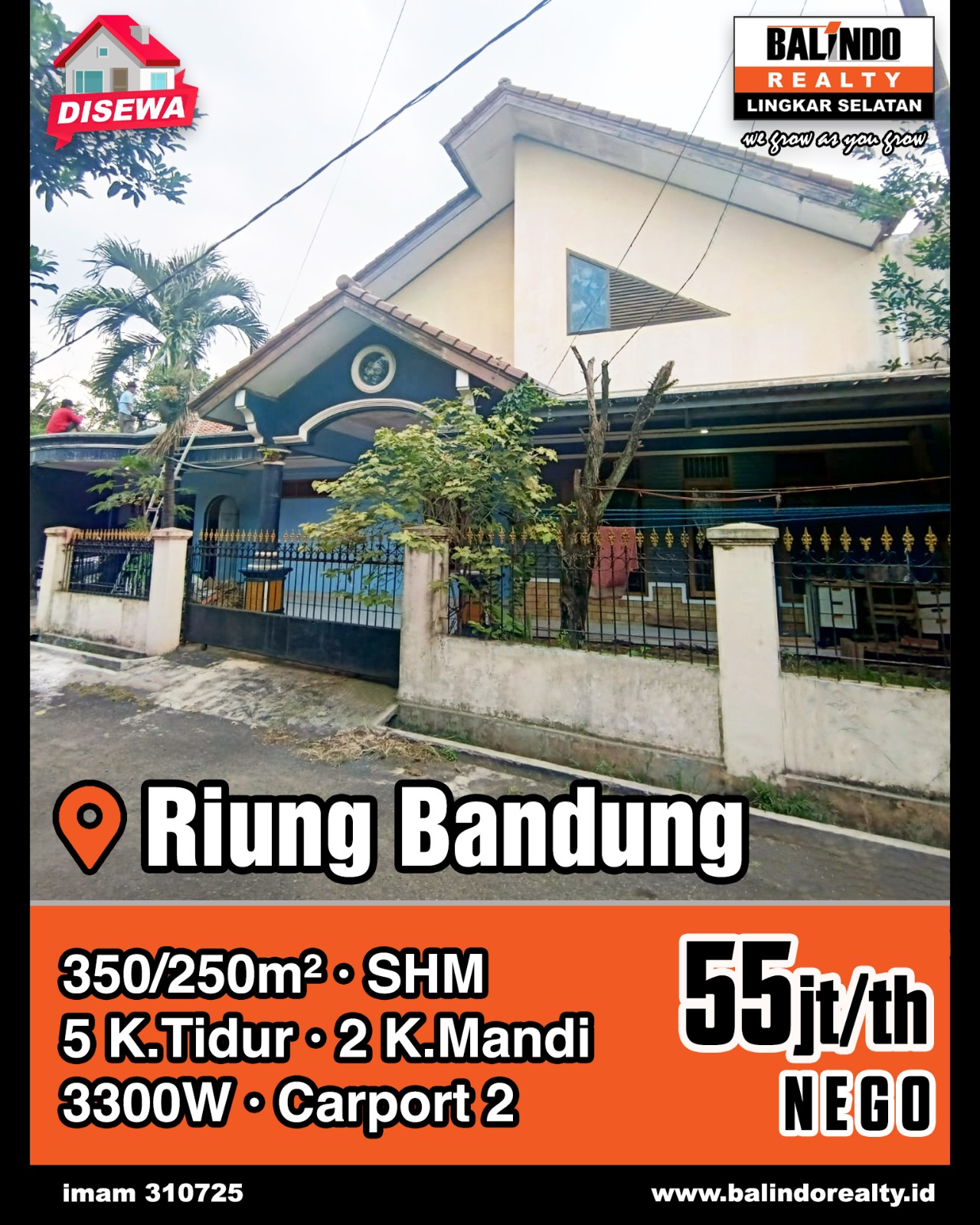 Disewakan Rumah Strategis Tengah Kota di Riung Bandung