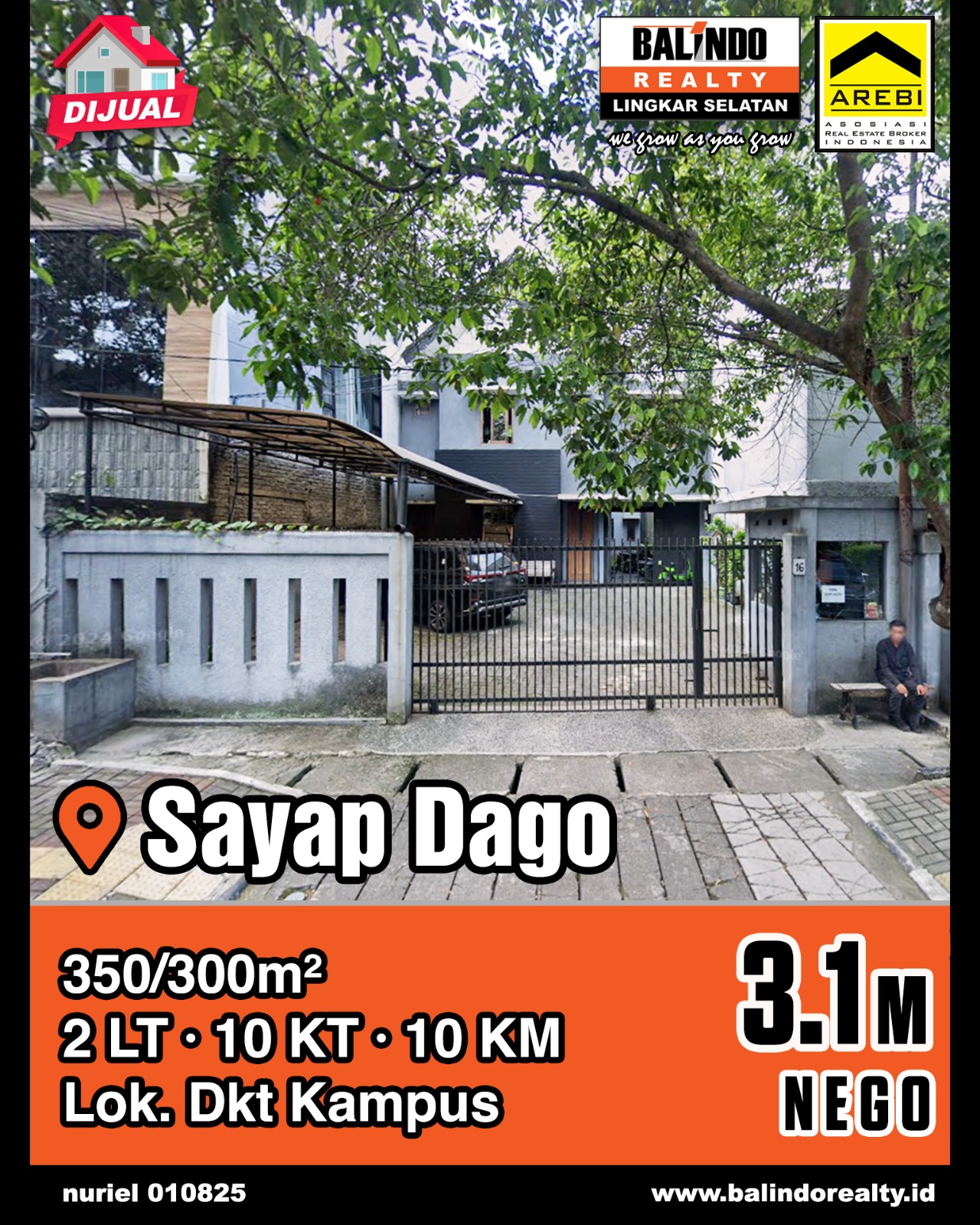 Dijual Rumah 2 Lantai Lokasi Dekat Kampus di Sayap Dago