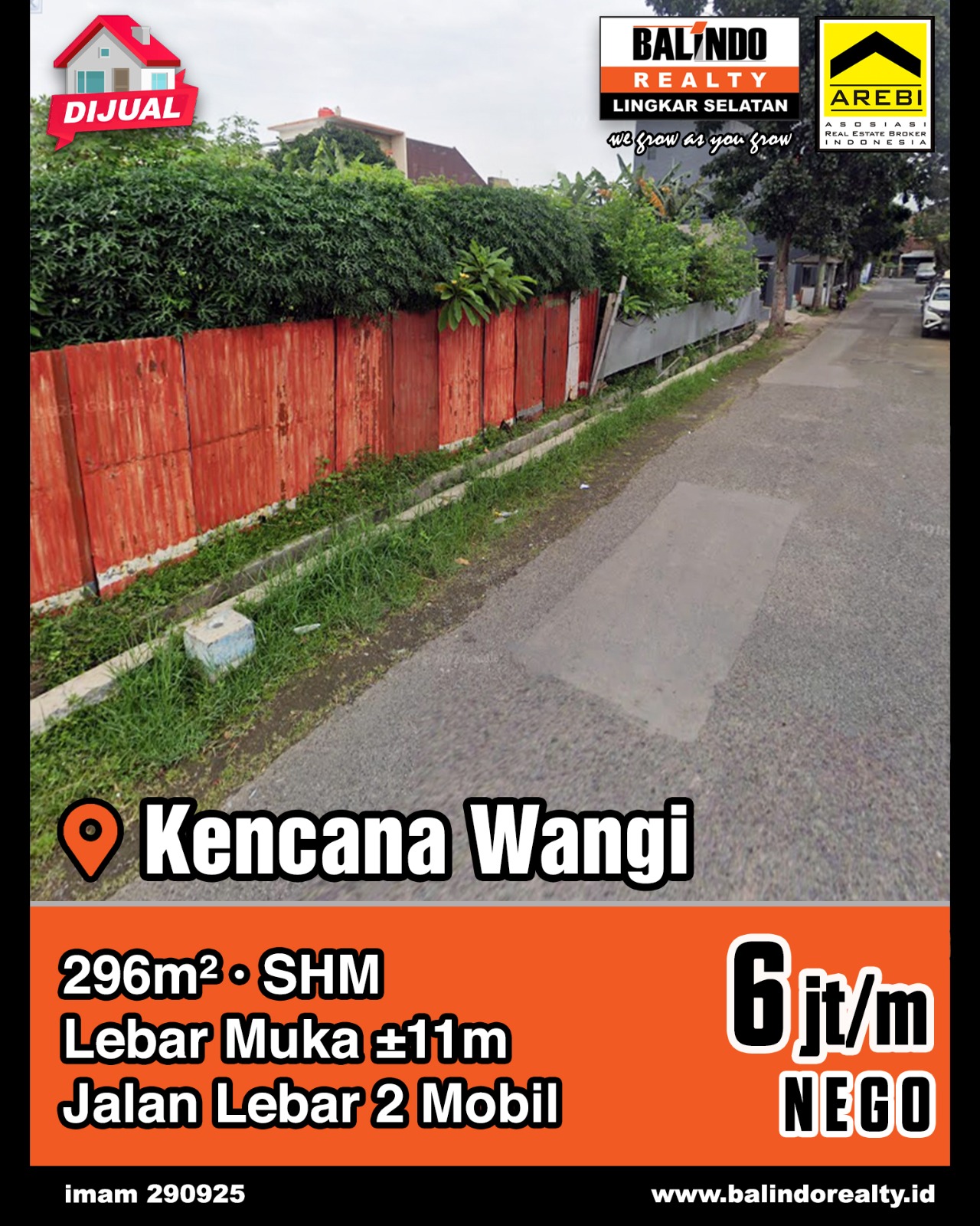 Dijual Tanah Strategis Jalan Lebar di Kencana Wangi