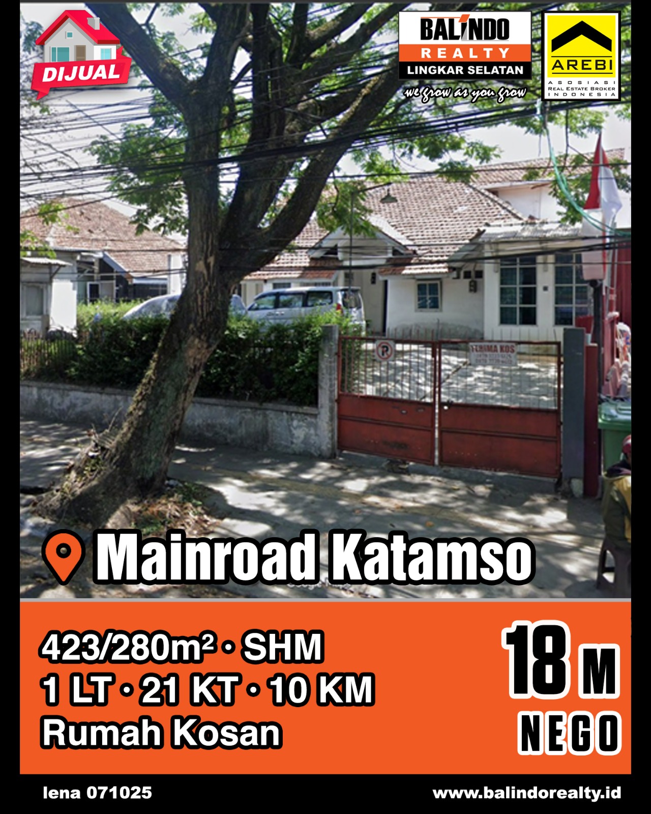 Dijual Rumah Kosan Bersih dan Aman di Mainroad Katamso