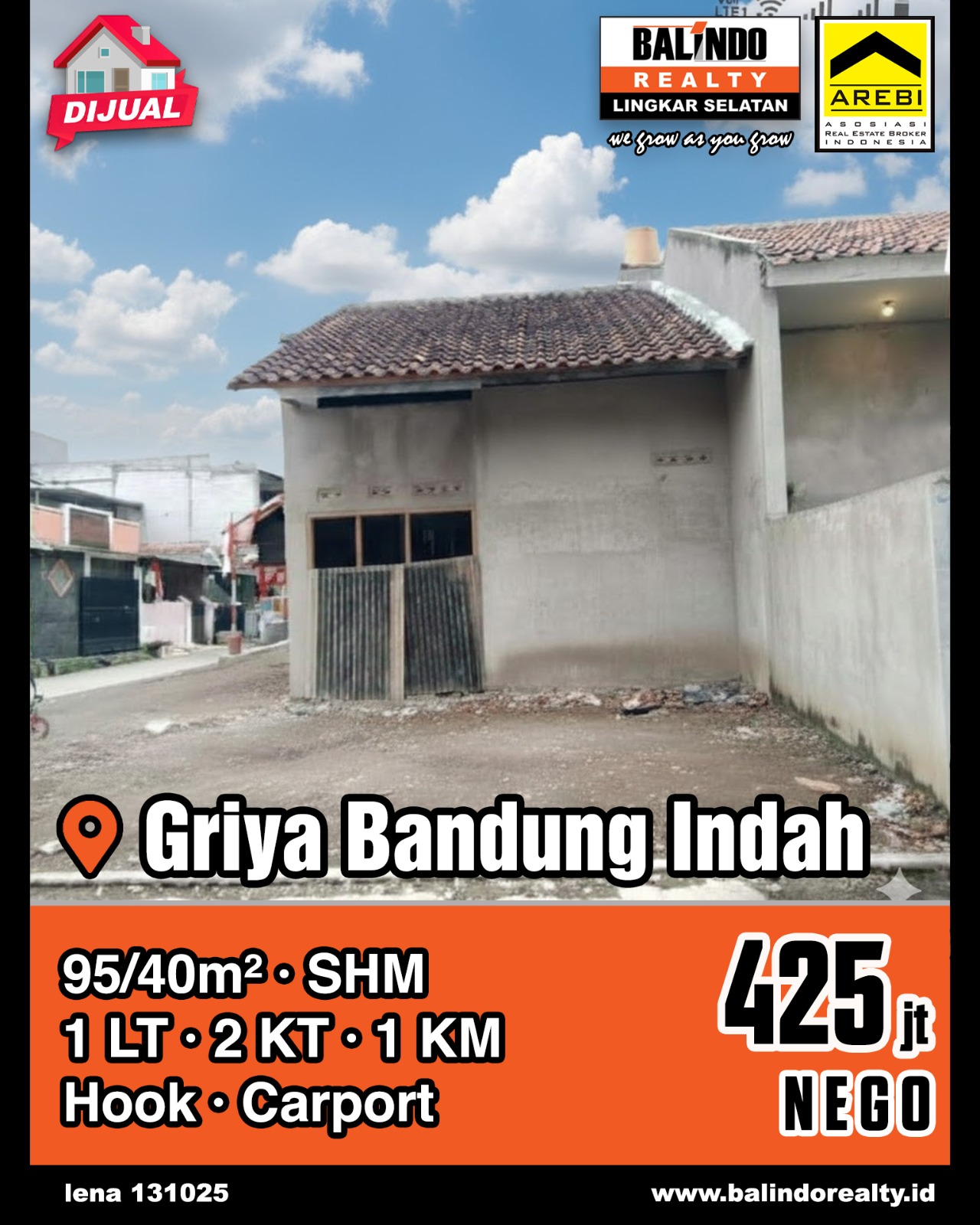 Dijual Rumah Posisi Hook di Griya Bandung Indah