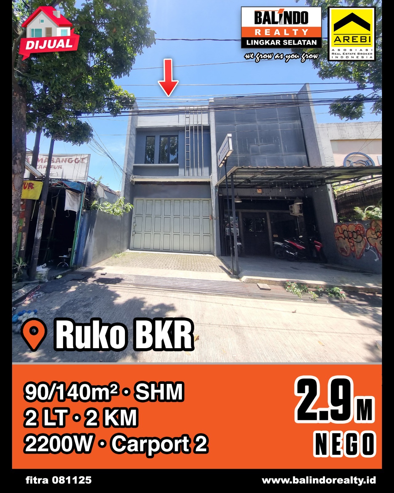 Dijual Ruko Lokasi Bagus Pinggir Jalan di BKR