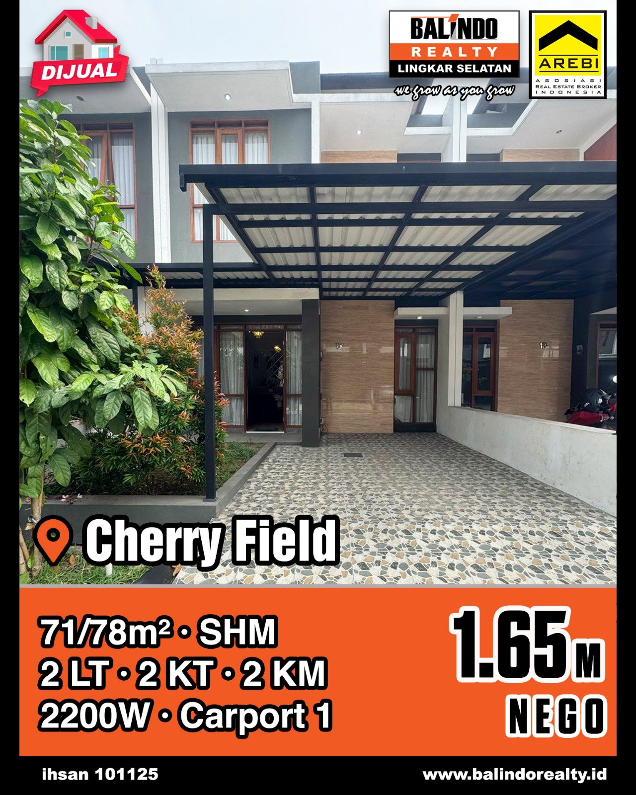 Dijual Rumah Nyaman dan Asri di Cherry Field