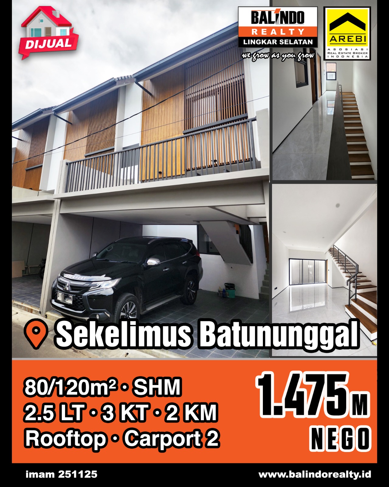 Dijual Rumah Nyaman ada Rooftop di Sekelimus Batununggal