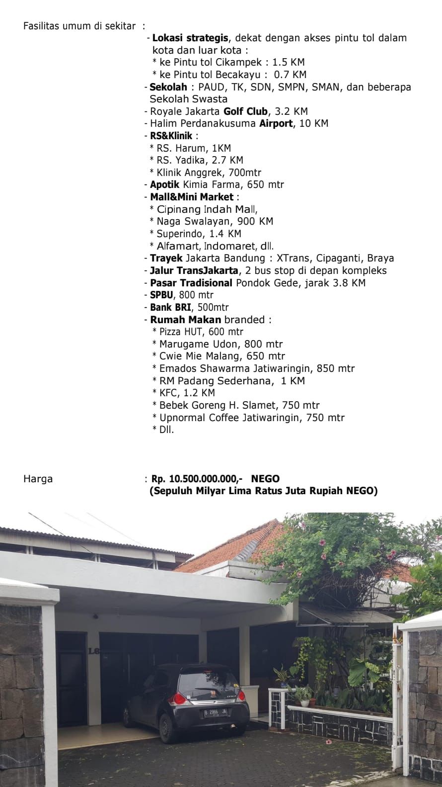 RUMAH DI KOMPLEK TNI AU WARINGIN PERMAI JAKARTA TIMUR