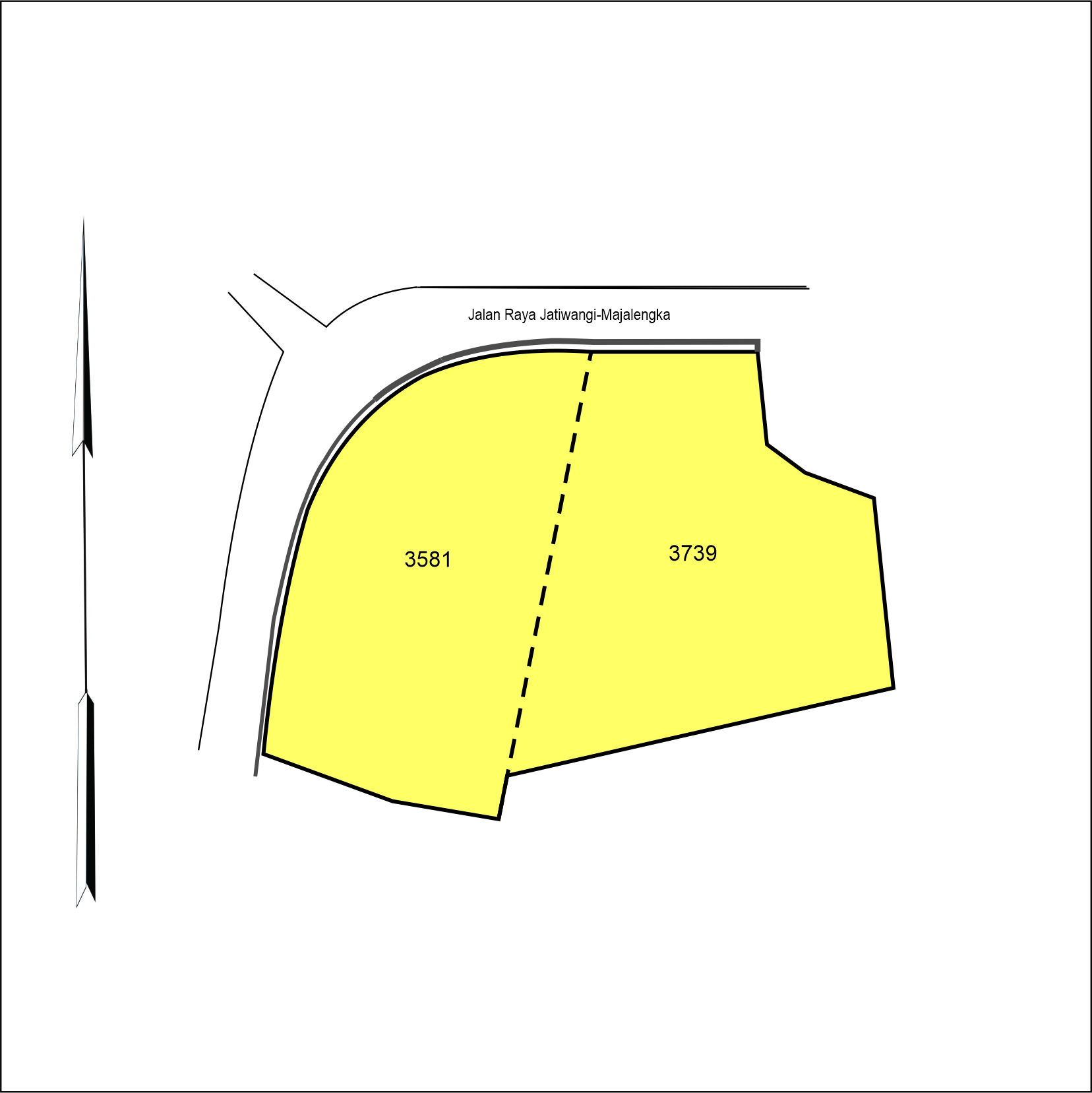 Tanah 7320 m2 SHM Muka 50 Meter di Jl. Raya Jatiwangi Majalengka