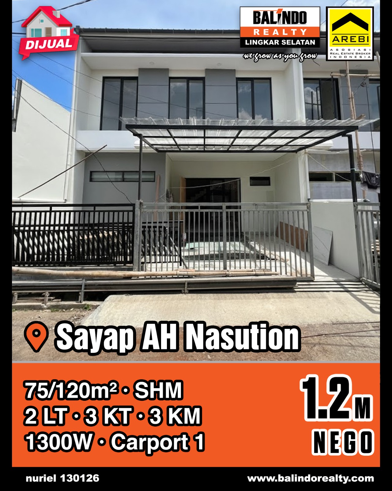 Dijual Rumah Nyaman Minimalis di Sayap AH Nasution