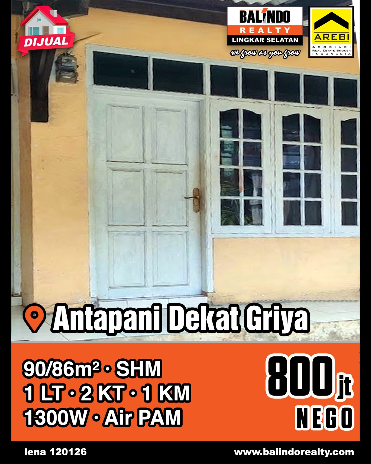 Dijual Rumah 1 Lantai di Antapani Dekat Griya