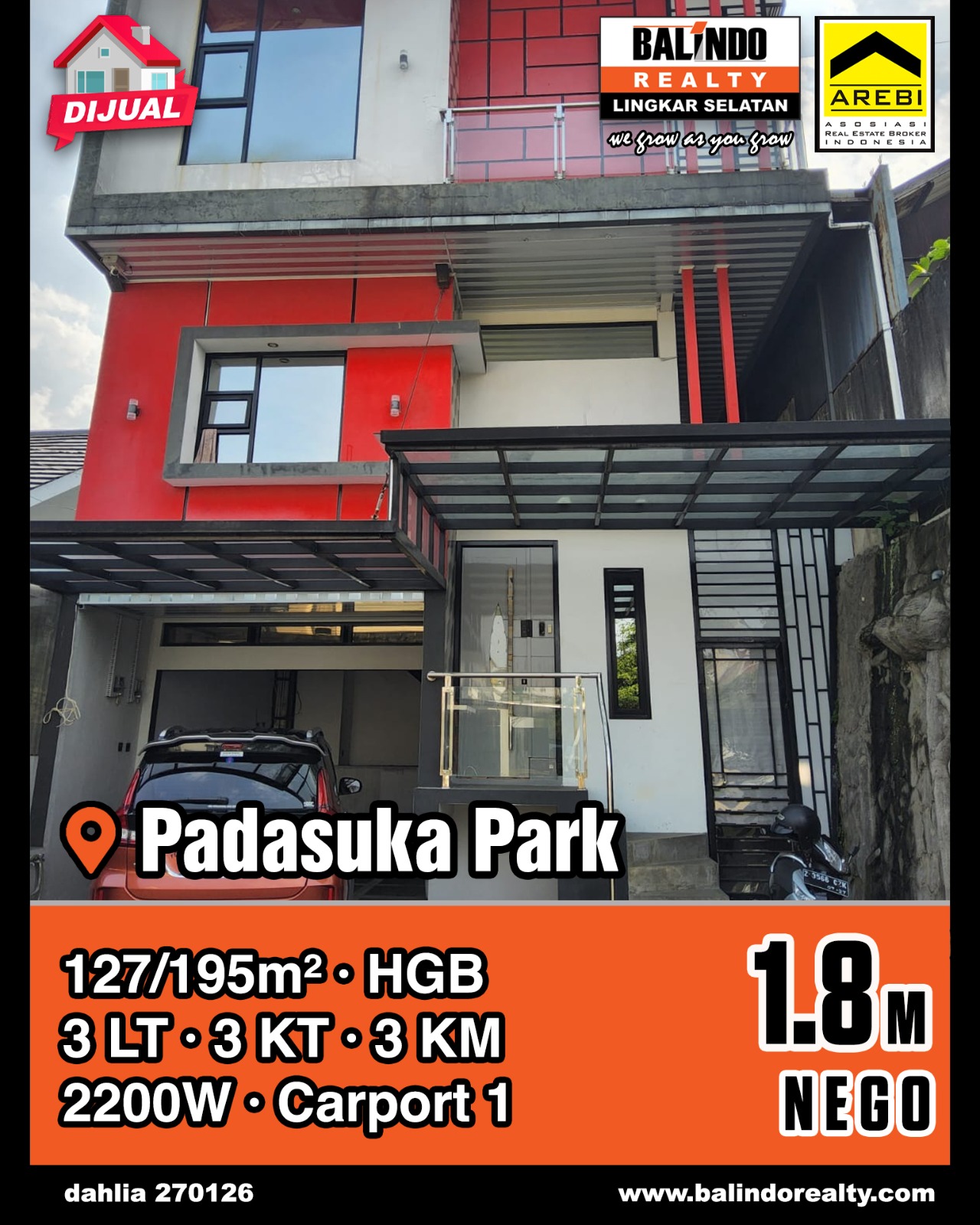 Dijual Rumah 3 Lantai Terawat dan Nyaman di Padasuka Park