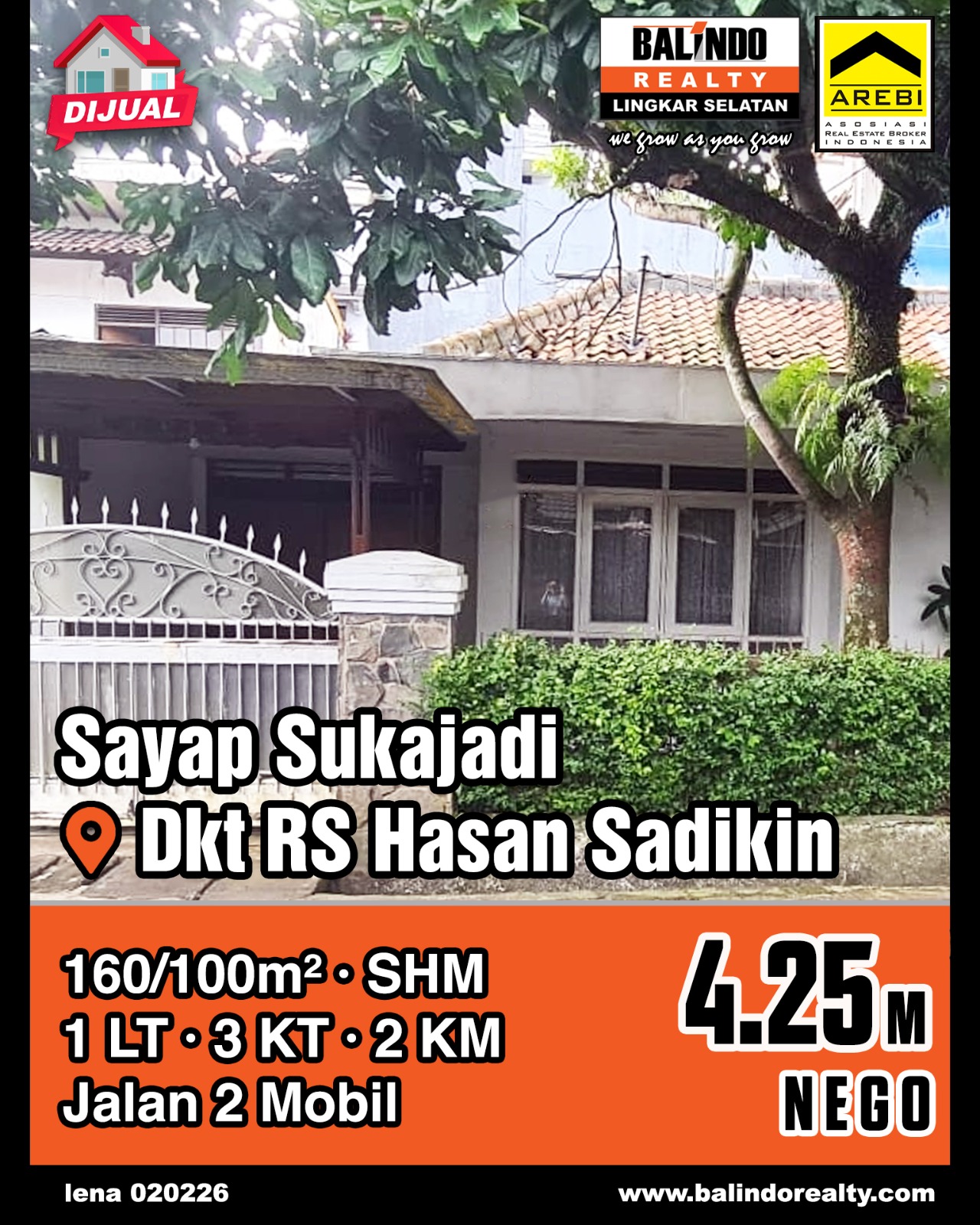 Dijual Rumah 1 Lantai Strategis Tengah Kota di Sayap Sukajadi