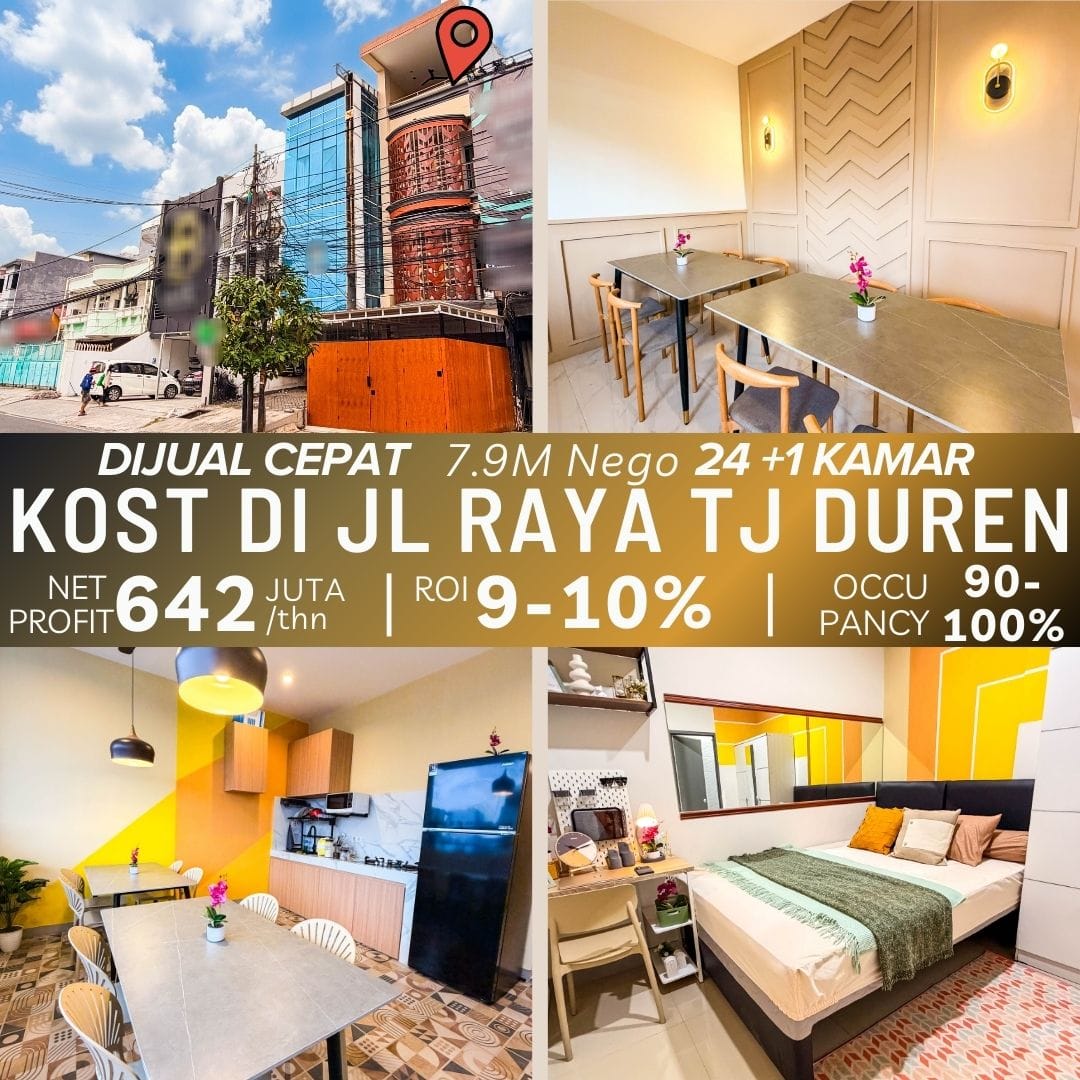 Dijual Rumah Kost di Jl Tanjung Duren Raya, Jakarta Barat