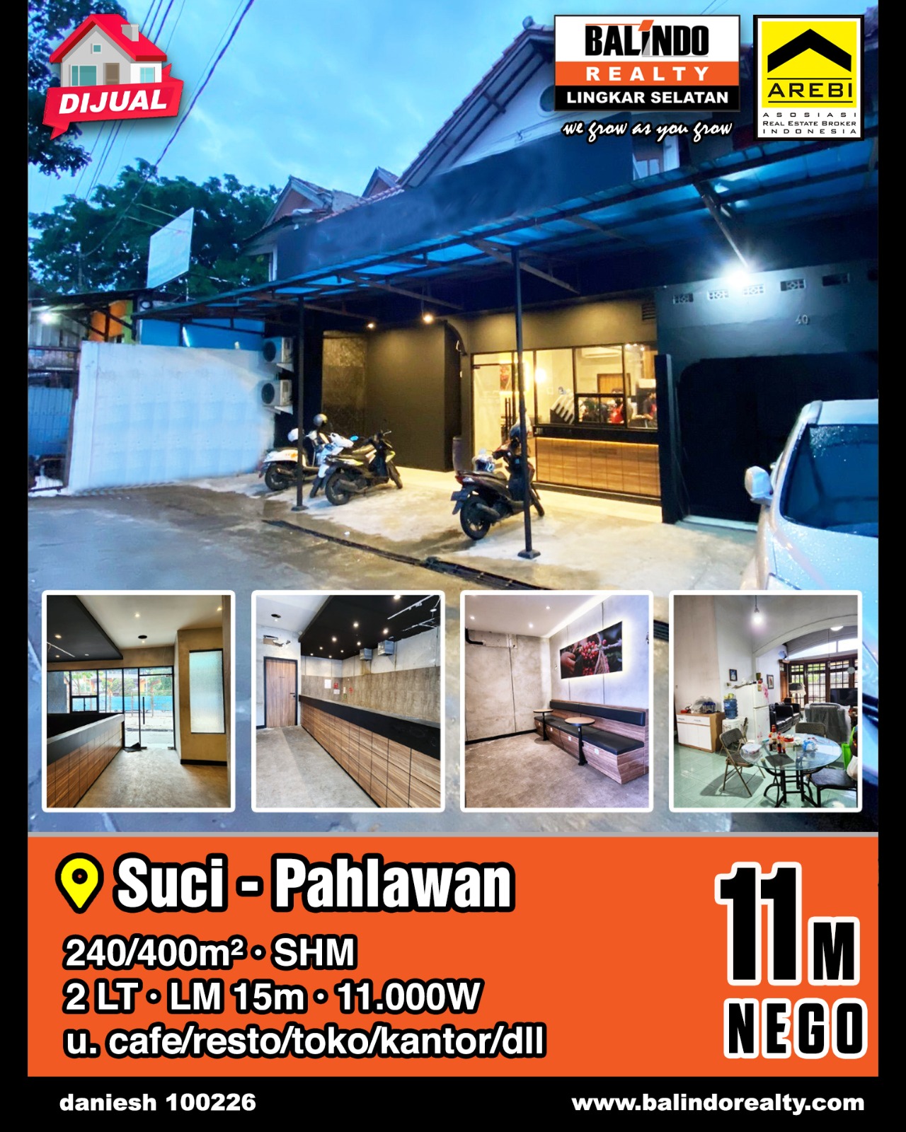 Dijual Rumah Cocok Untuk Cafe,Resto,Toko,Kantor Dll di Pahlawan