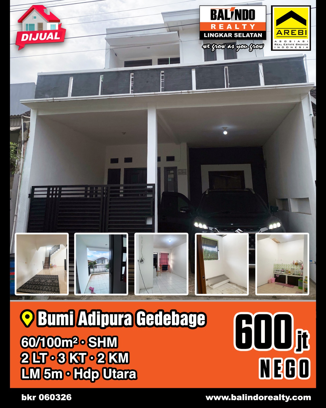 Dijual Rumah 2 Lantai Hadap Utara di Bumi Adipura Gedebage