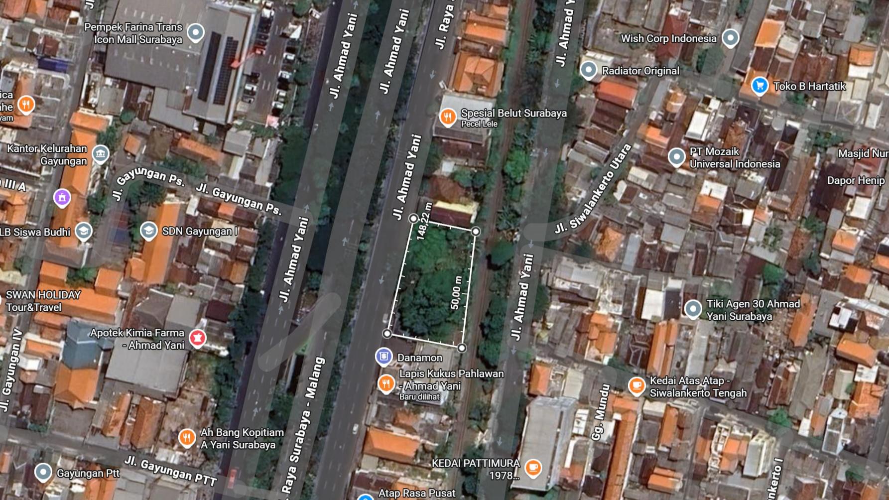 Tanah Komersial Strategis Raya Ahmad Yani Surabaya Selatan