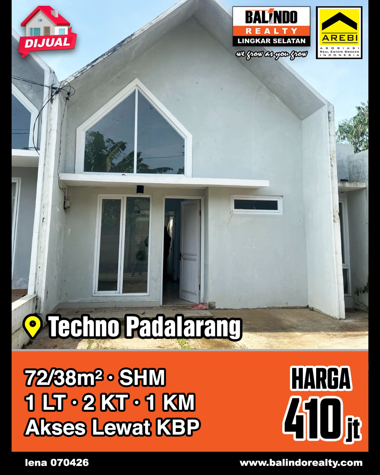 Dijual Rumah 1 Lantai di Techno Padalarang
