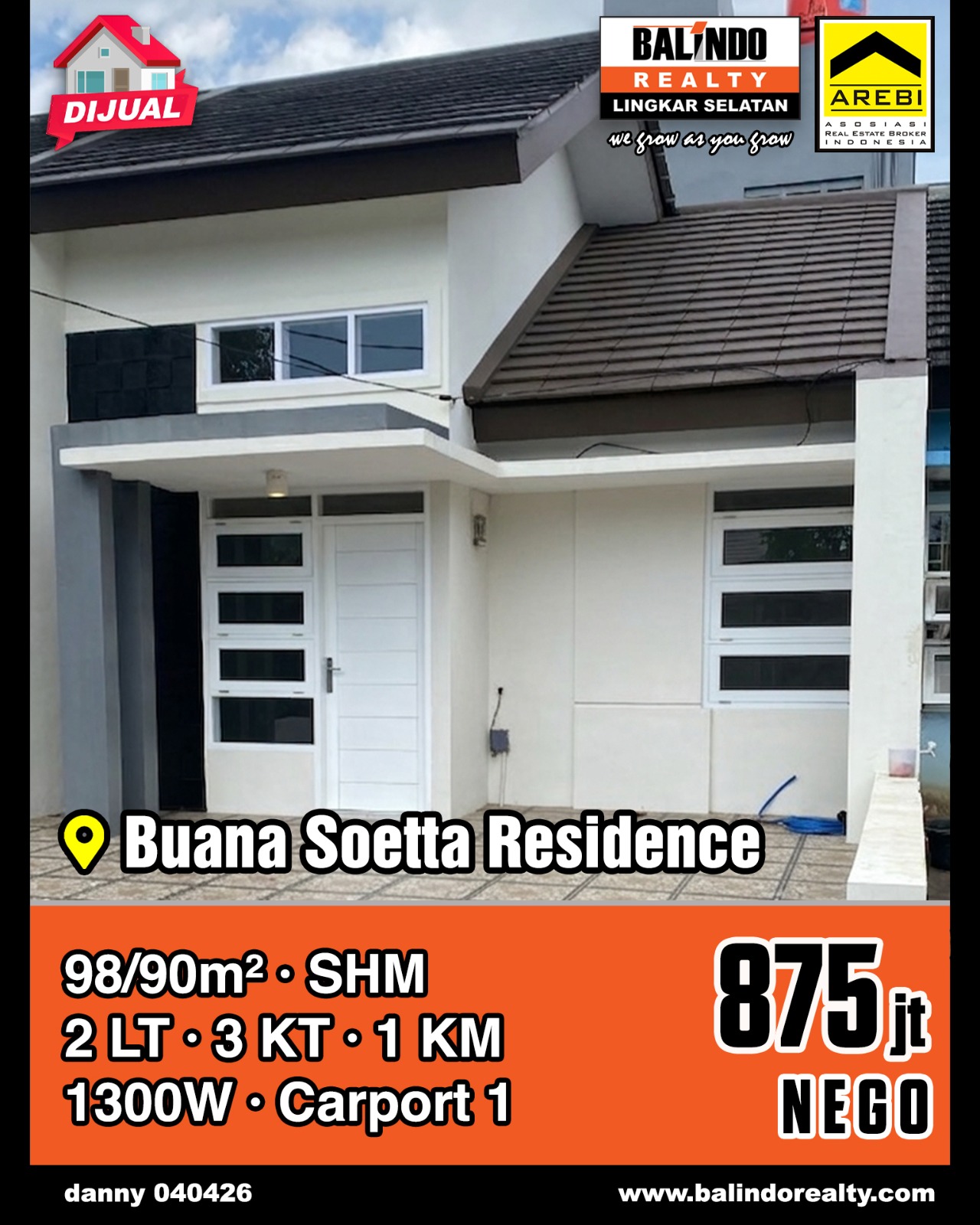 Dijual Rumah Bagus dan Nyaman di Buana Soetta Residence