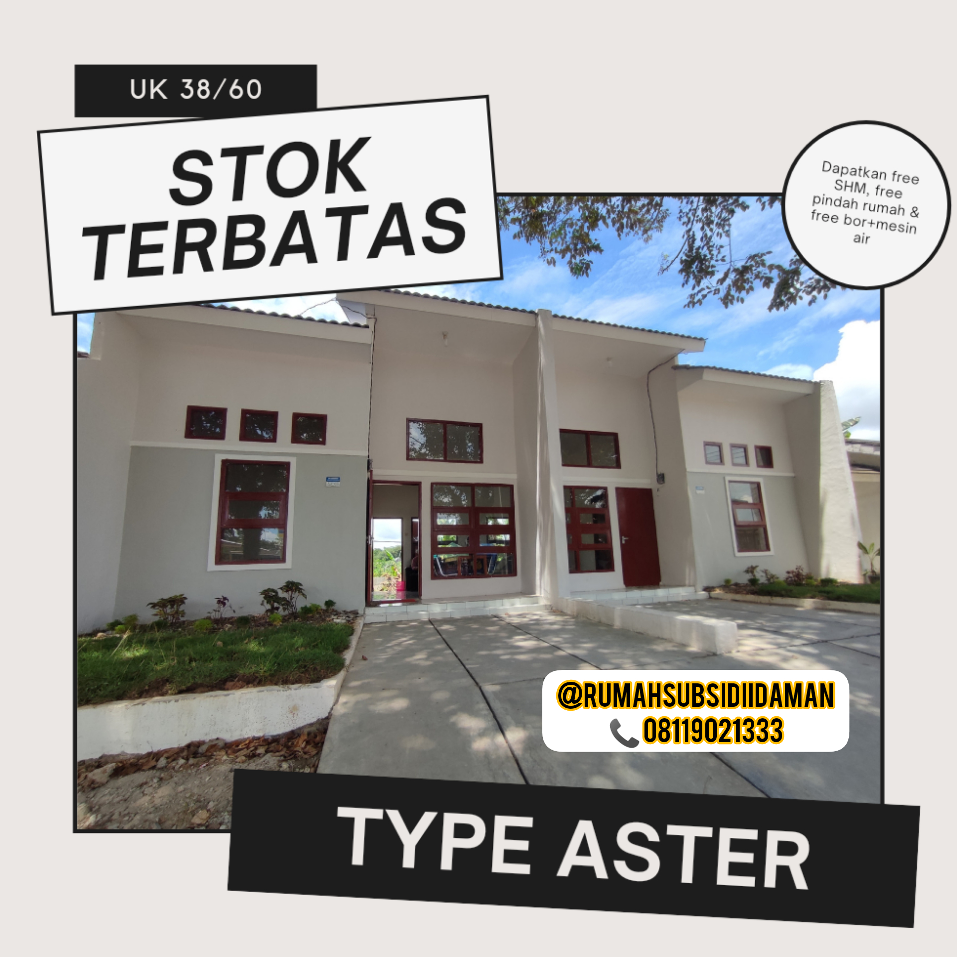 Rumah Subsidi Dekat Stasiun Tangerang Cicilan 1juta Flat