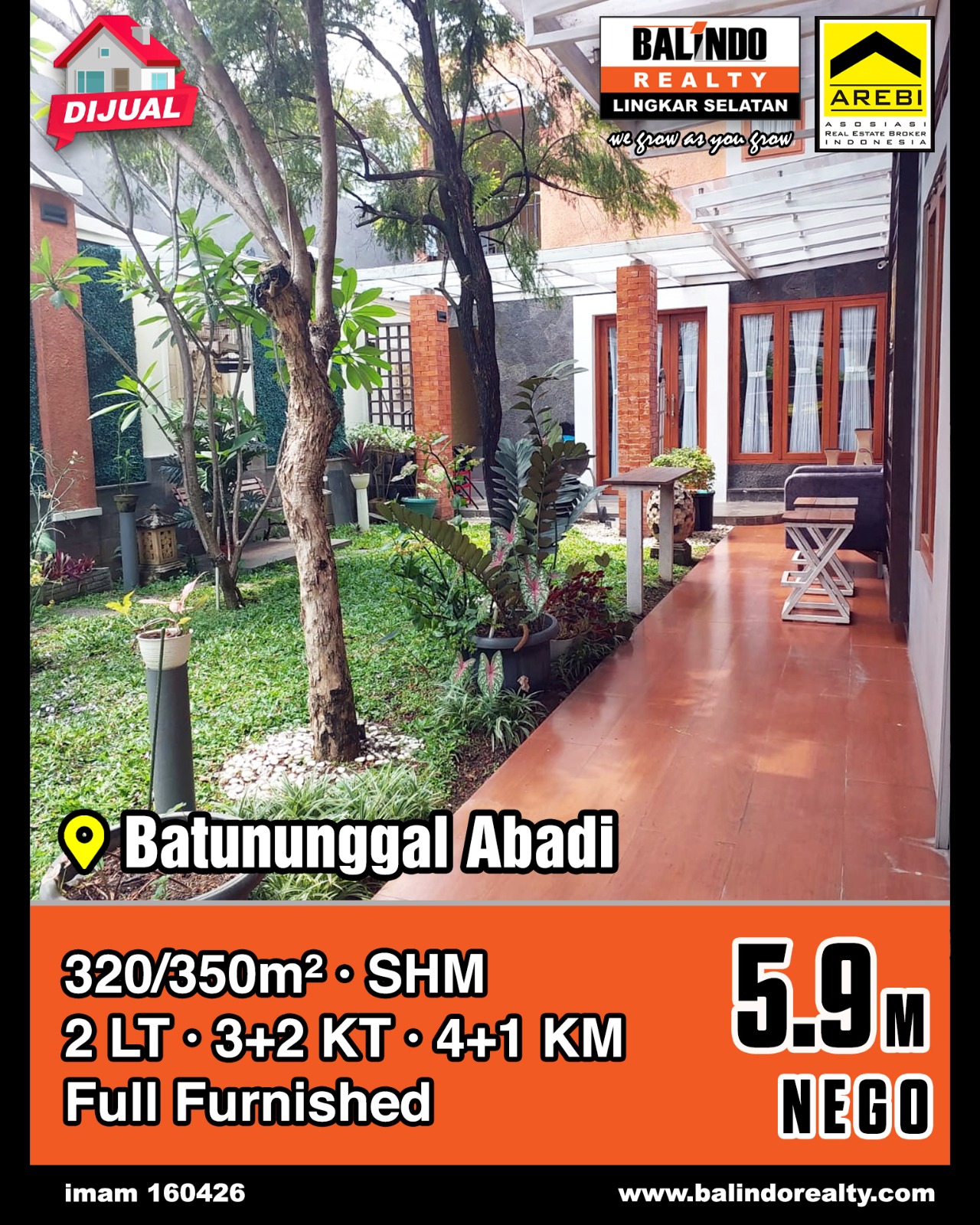 Dijual Rumah Nyaman Full Furnished di Batununggal Abadi